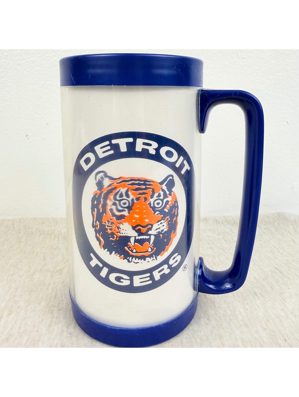 Vintage 1980s Detroit Tigers Miller Lite Power 96 Plastic Beer Mug Stein
